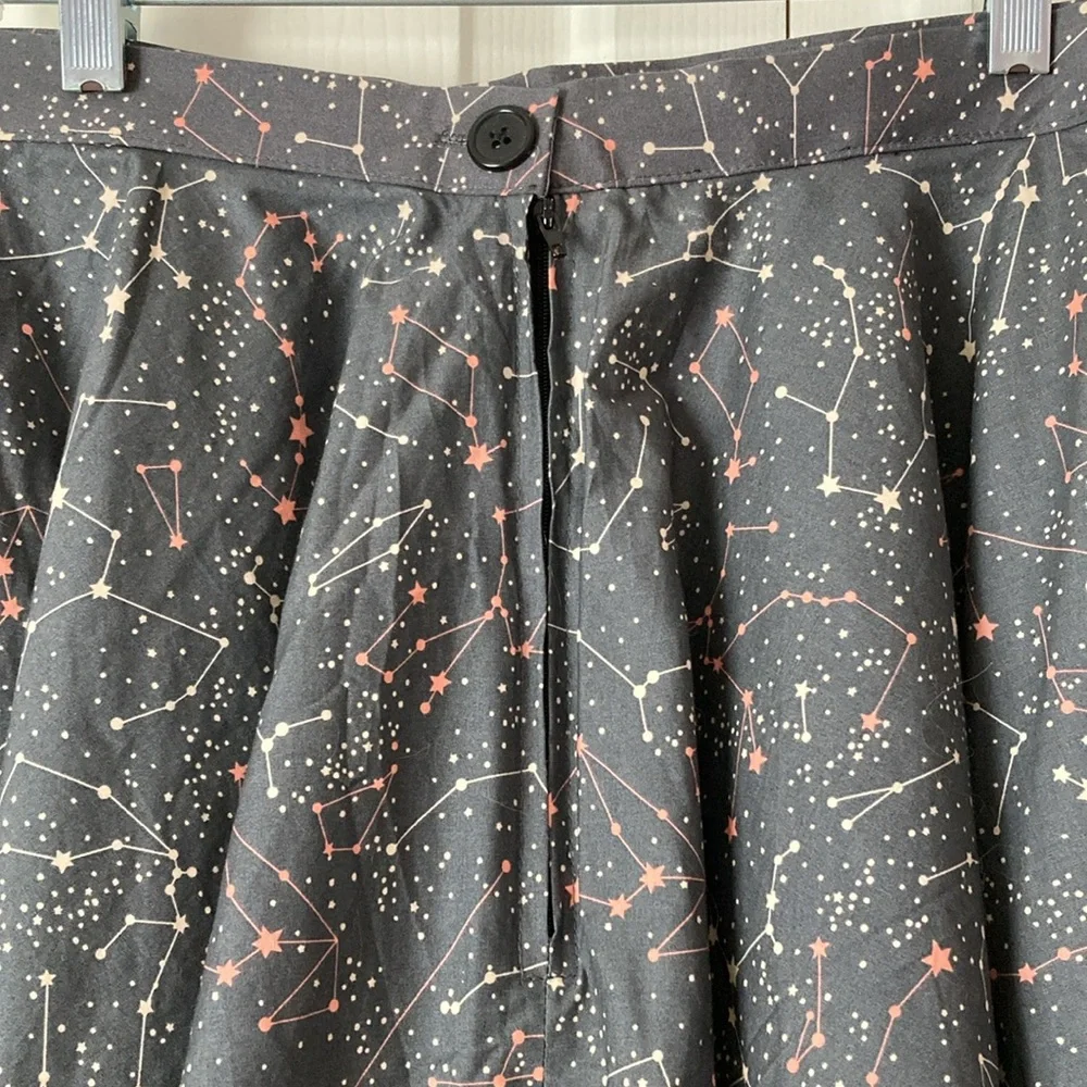 A-Line Skirt in Black with Pink Star Constellation Print - Picture 3 of 4